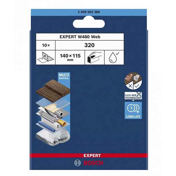 Bosch - Brusný papír P320, 115x140 mm, 10 ks 2608902388