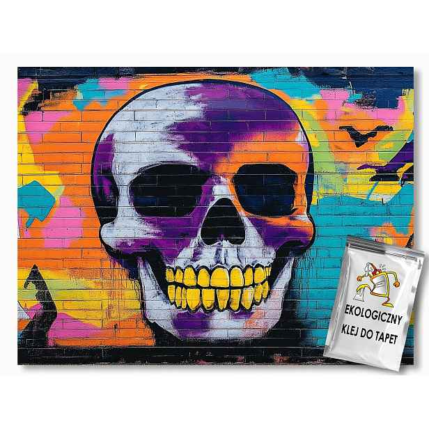 Fototapeta Flizelina Cihla Graffiti Mural Street Art Lebka 368x254 130g