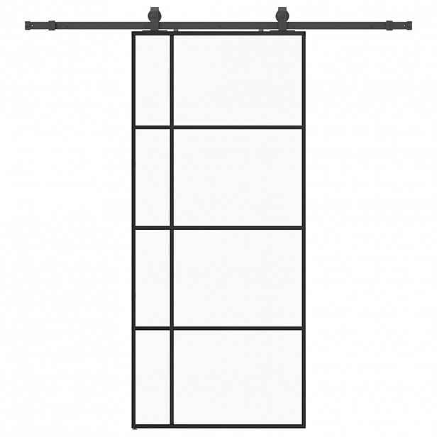 vidaXL Posuvné dveře se sadou kování černé 90x205 cm ESG Glass