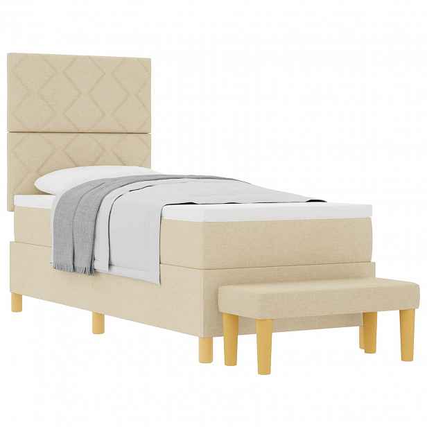 vidaXL Postel s boxspringem s polštářem Krémová 200 x 80 cm textil