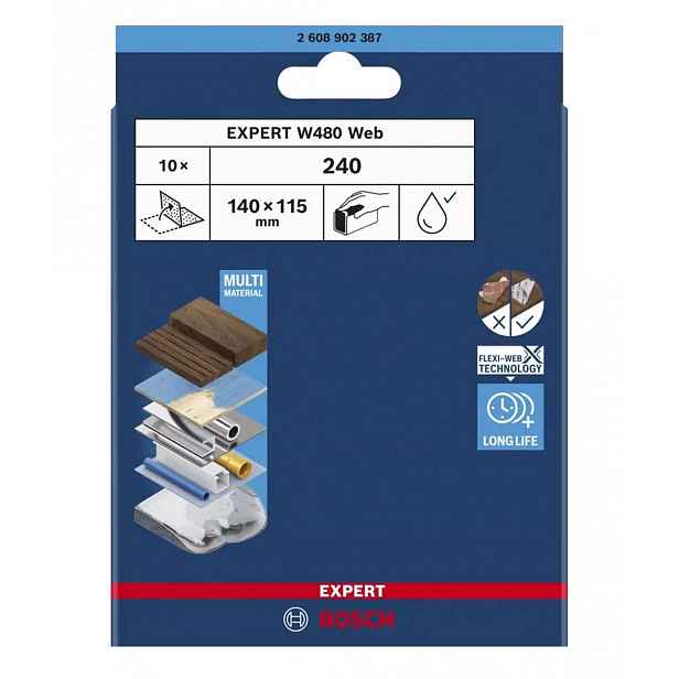 Bosch - Brusný papír P240, 115x140 mm, 10 ks 2608902387