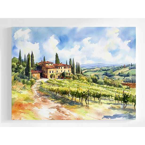 Plakát Krajina Toskánsko Vila Vinice Léto Itálie 100x75