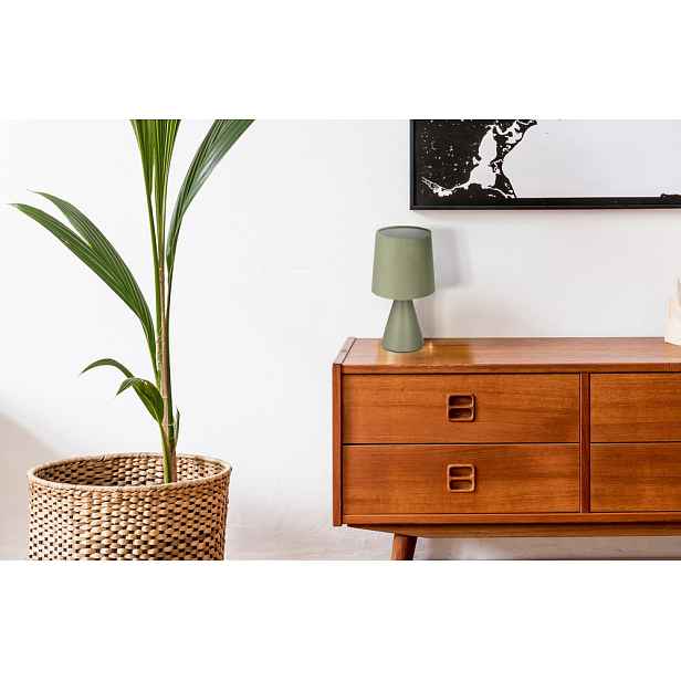Stolní lampa SATTI šedozelená keramická se stínidlem E14 1x40W elegantní dekorativní do obývacího pokoje, ložnice, pracovny, klasický styl