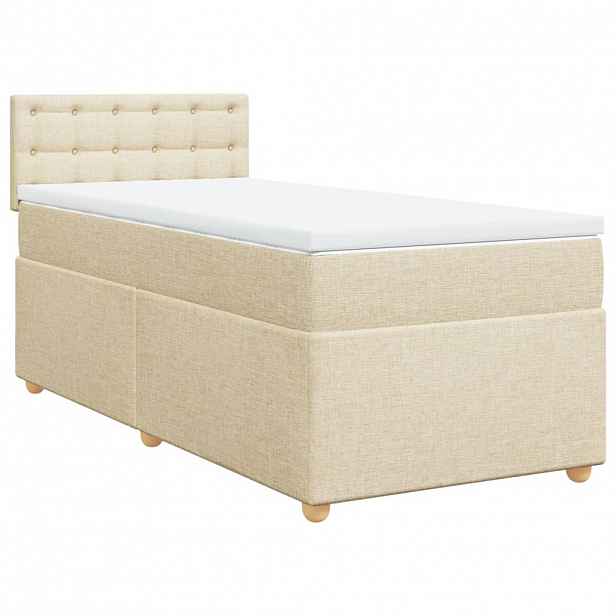 vidaXL Box spring postel s matrací krémová 90x190 cm textil