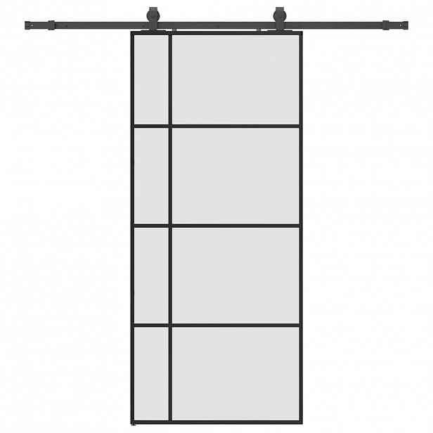 vidaXL Posuvné dveře se sadou kování černé 90x205 cm ESG Glass