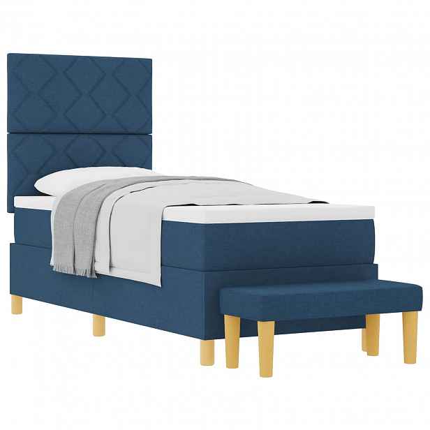 vidaXL Postel s boxspringem s čelo Modrá 200 x 80 cm textil