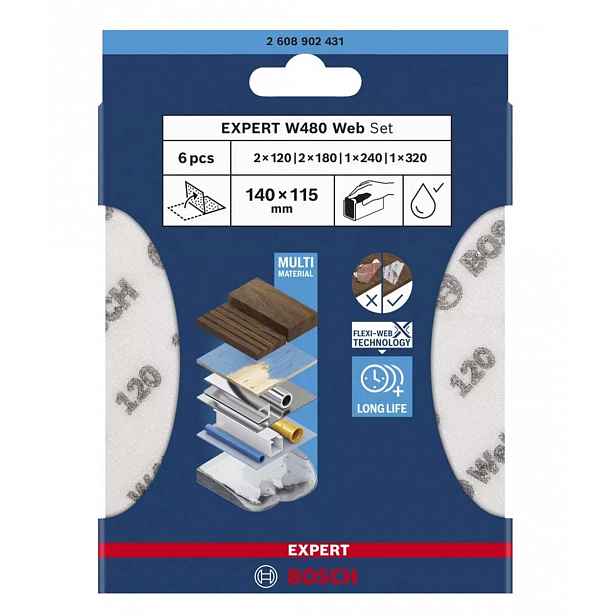 Bosch - Sada brusných papírů 115x140 mm, 6 ks 2608902431
