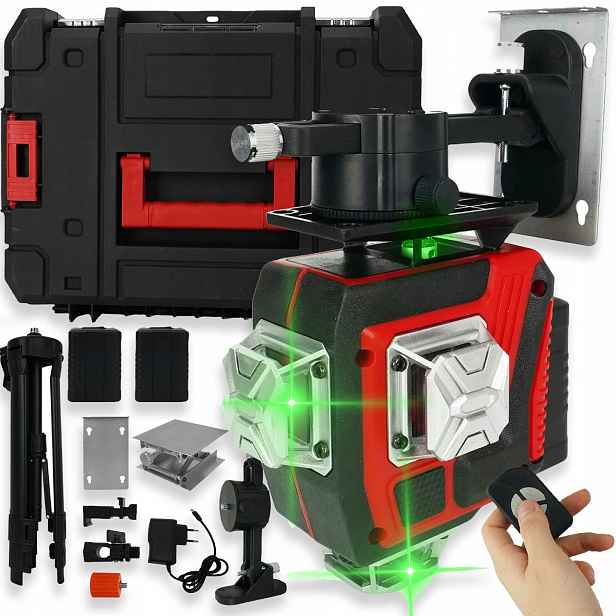 Křížový Laser 4D 360 Laserová VOD<bos>ka 16 Linií Zelený Stativ Set Pro