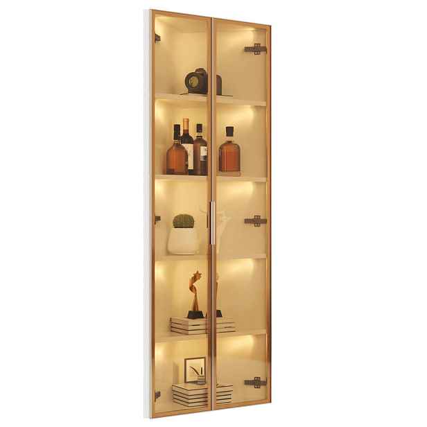 Modenvie VITRÍNA s LED osvětlením, 62/35/160 cm, bílá, rohová