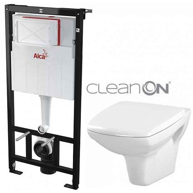 Předstěnový instalační systém bez tlačítka + WC CERSANIT CLEANON CARINA  + SEDÁTKO AM101/1120 X CA1