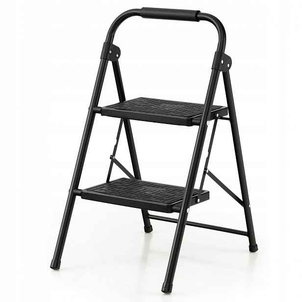 Skládací Dvoustupňový Žebřík Costway – 2 Stupně Do 265 Kg Černý
