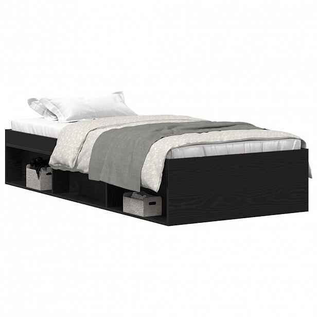 vidaXL Rám postele bez matrace Dub černý 100x200 cm Dřevěné konstrukce