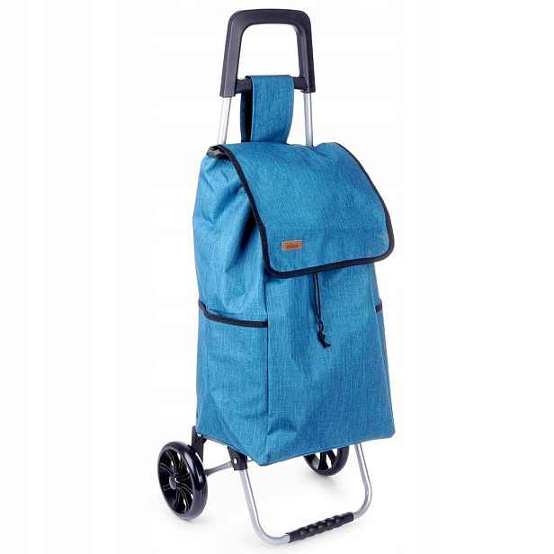 Vozík s nákupní taškou, modrý, 40 l