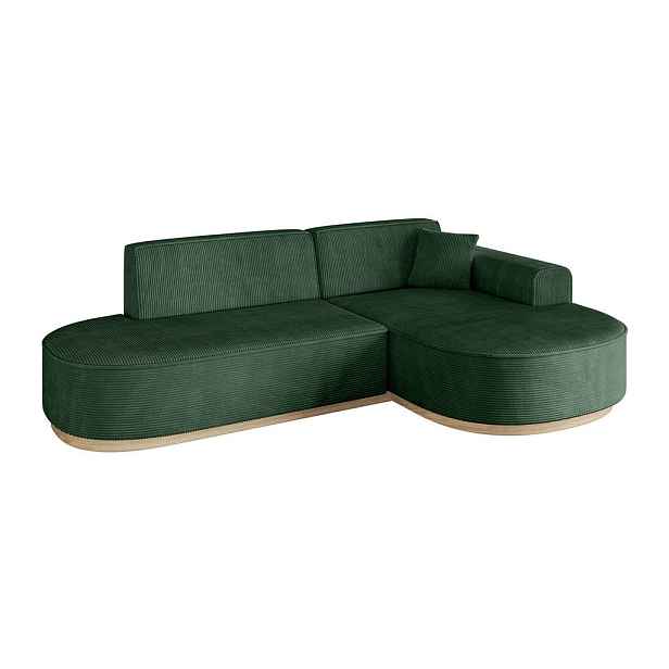 ALTDECOR ROHOVÁ SEDAČKA s otomanem, pravá MARI-L1-v1 243x171x83 Zelená Manšestr