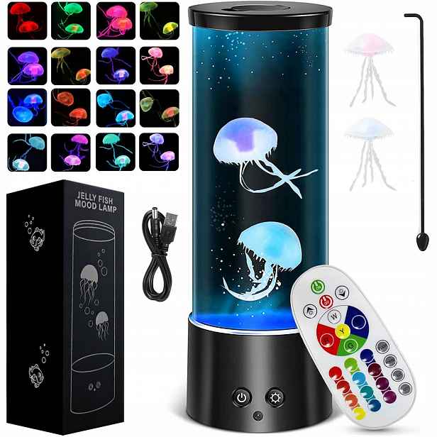 Led Medúzová Lampa Rgb 17 Barev 4 Režimy Barev A Úrovně Jasu S Dálkový Ovladač