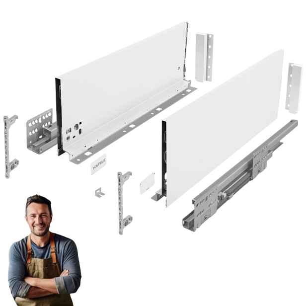 Šuplík Hafele Matrix Slim 500 mm H-167 35 kg 514.14.825 Tenkostěnná bílá