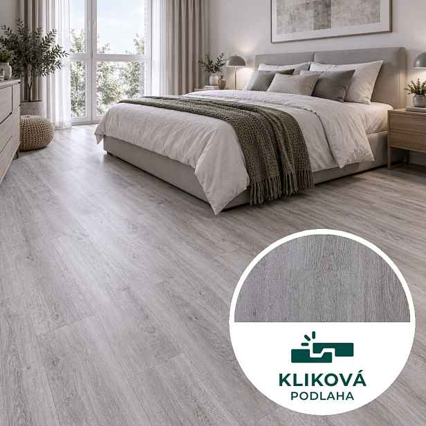 Vinylová podlaha kliková Green line Dub šedý, 1190 x 180 mm, Egibi