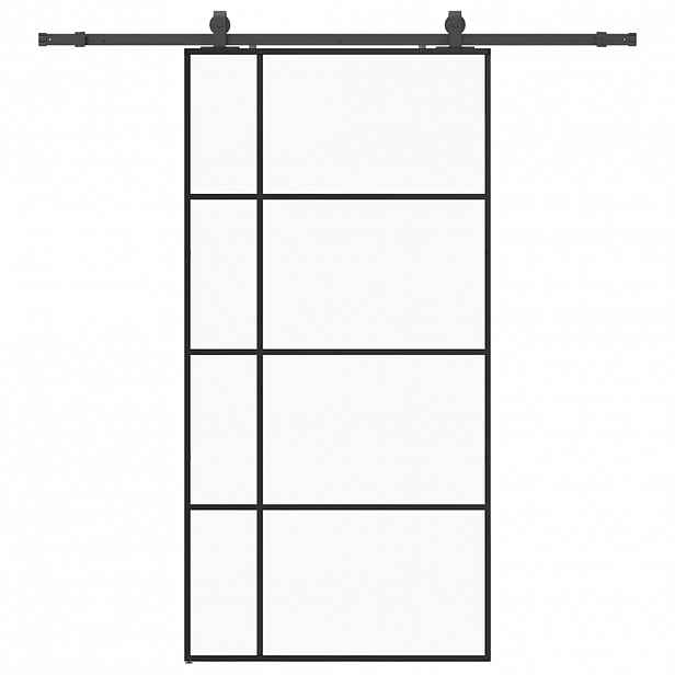 vidaXL Posuvné dveře se sadou kování černé 102,5x205 cm ESG Glass