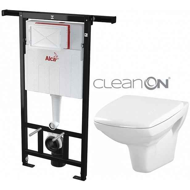 Předstěnový instalační systém bez tlačítka + WC CERSANIT CLEANON CARINA  + SEDÁTKO AM102/1120 X CA1