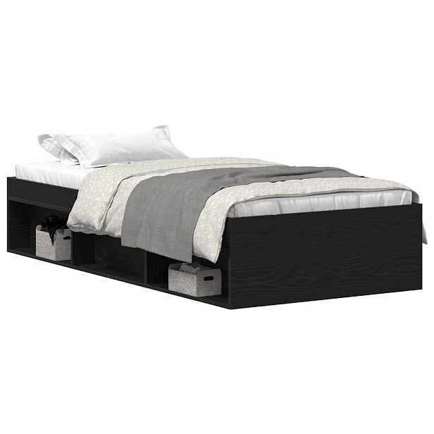 vidaXL Rám postele bez matrace Dub černý 90x190 cm Dřevěné konstrukce
