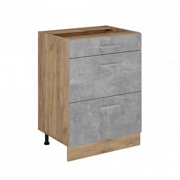 Vicco SPODNÍ SKŘÍŇKA KUCHYŇSKÉ LINKY R-Line Beton 60 cm se zásuvkami, bez pracovní desky