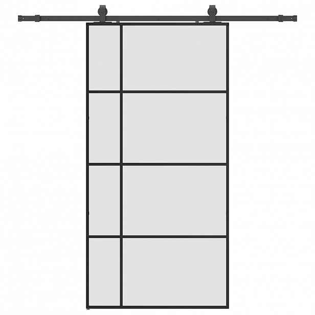 vidaXL Posuvné dveře se sadou kování černé 102,5x205 cm ESG Glass