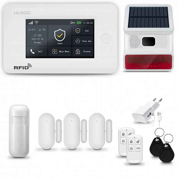 Bezdrátový alarm WiFi+ Gsm 4G s aplikací Tuya, sada Huxgo HXA006 D3BS