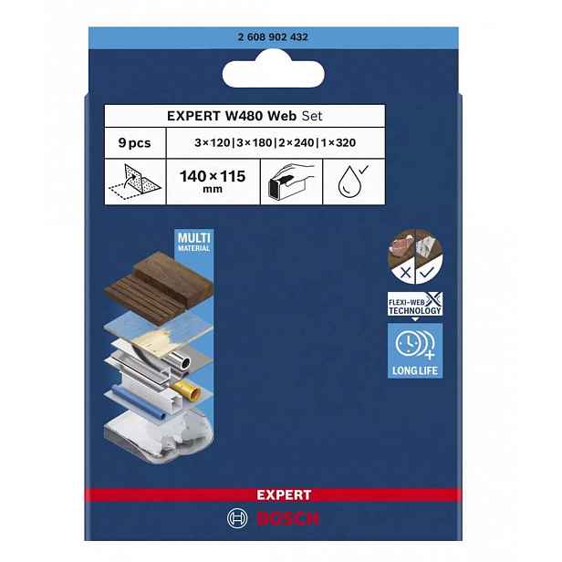 Bosch - Sada brusných papírů 115x140 mm, 9 ks 2608902432