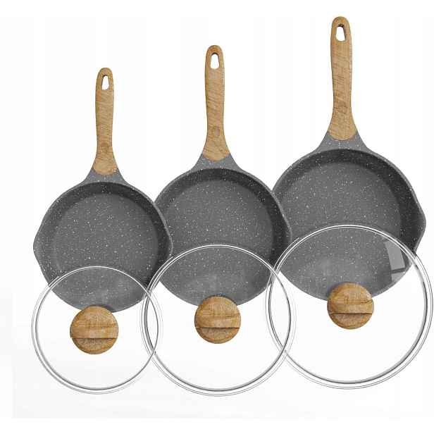 Jeetee Sada 3 pánví na indukci, 20 cm, 24 cm, 28 cm, šedá, K985