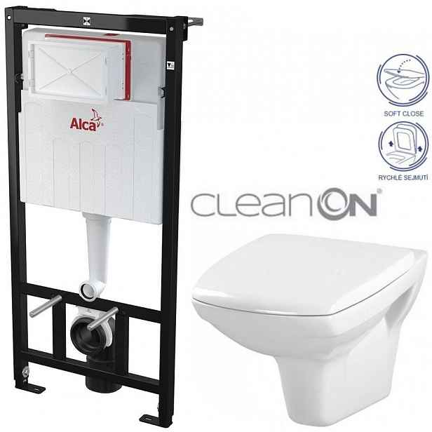 Předstěnový instalační systém bez tlačítka + WC CERSANIT CLEANON CARINA + SEDÁTKO AM101/1120 X CA2