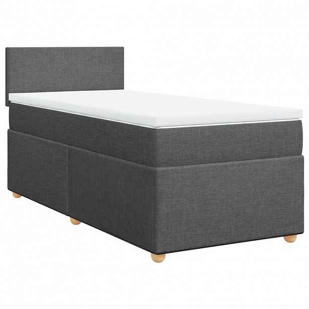 vidaXL Box spring postel s matrací tmavě šedá 90x200 cm textil