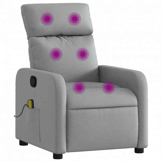vidaXL Masážní polohovací křeslo světle šedé textil