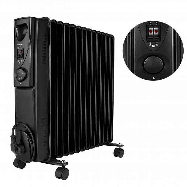 Elektrický Olejový Radiátor 13 Žeber 2500WATT Termostat Bezhlučný Oleják