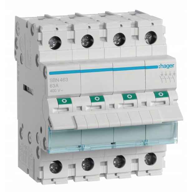 Modulární odpojovač Izolační spínač 4P 63A Ac 400V IP20 Hager
