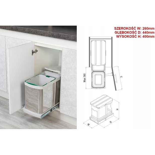 Odpadkový koš jednoduchý Nerezová Ocel 16L 1L, Starax S-2395-G