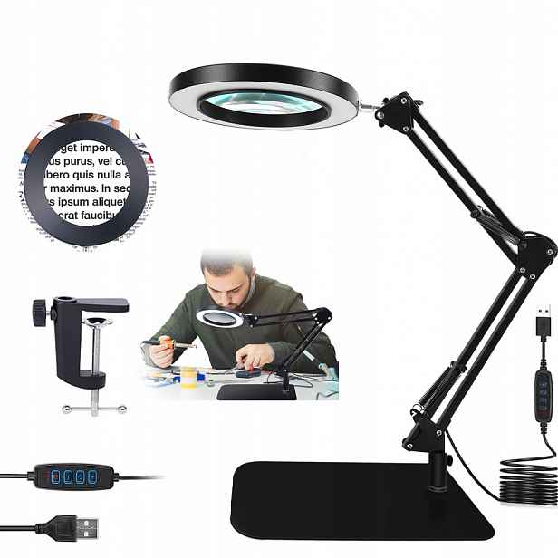 Stolní Led Lampa Kosmetická Lampa Stmívač Zvětšovací Lupa