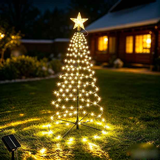 TEMU 1ks/2ks Solární svítilna ve tvaru vánočního stromku z kovaného železa, výška 37in/93cm, průměr 8,3in/21,08cm, 8 režimů, 80 LED světel, solární