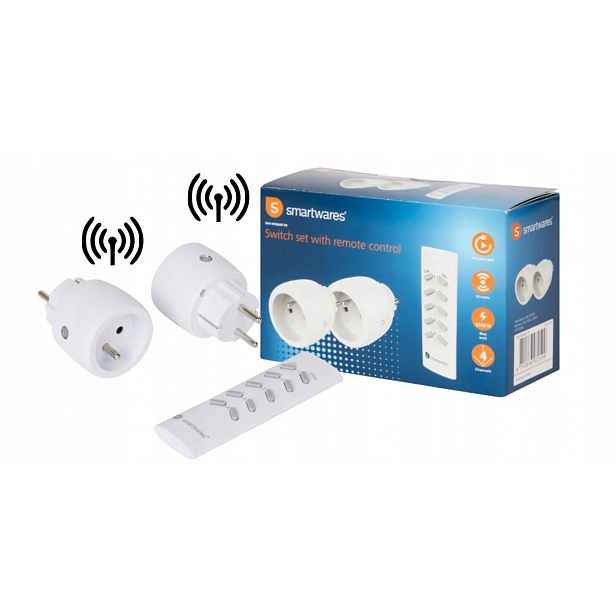 Zásuvka 2 x Elektrické zásuvky na dálkové ovládání Smartwares bílé dálkové ovládání