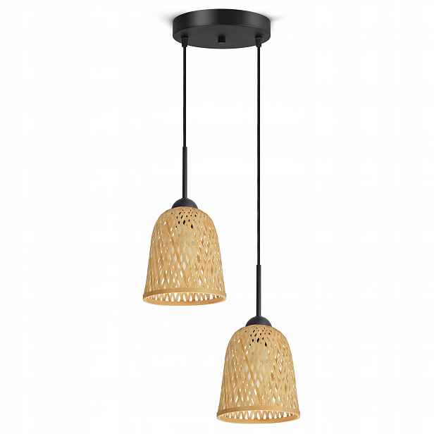 Závěsné Stropní Svítidlo Bambusová pletená Boho přírodní 582-EZ2 Led černá