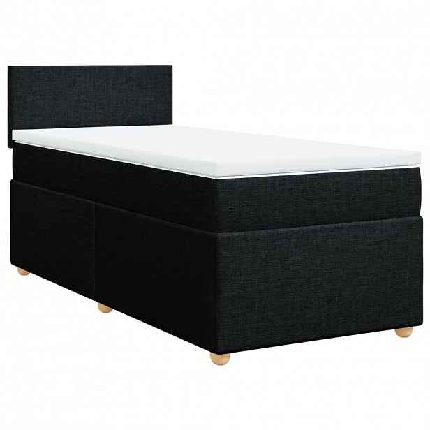 vidaXL Box spring postel s matrací černá 90x200 cm textil