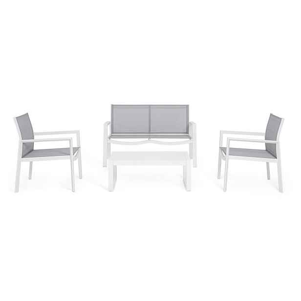 Bílý hliníkový zahradní lounge set pro 4 Kallen   – Bizzotto