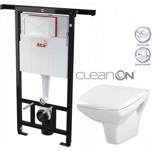 Předstěnový instalační systém bez tlačítka + WC CERSANIT CLEANON CARINA + SEDÁTKO AM102/1120 X CA2