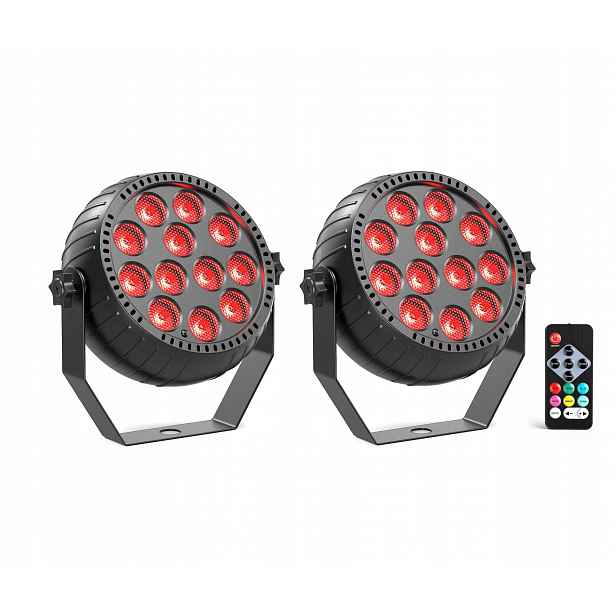 Reflektor Led Rgb Set 2 Kusů osvětlení Dj Scéna 12 Diod dálkový ovladač