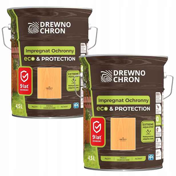 Set Drewnochron Eco&protection 2x4,5L Impregnat Na Dřevo Dub Zlatý 9L
