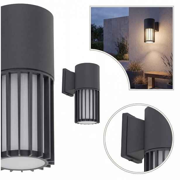 Svítidlo Fasádní svítidlo Moderní IP54 Šedý Kov 20 cm Tk Lighting