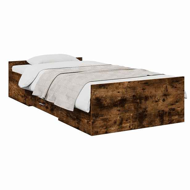 vidaXL Rám postele s úložným prostorem Kouřový dub 80 x 200 cm