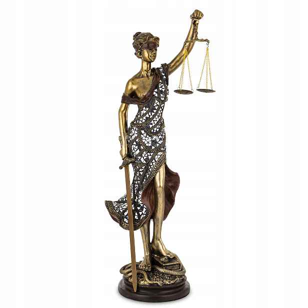 Figurka Temidy vysoká 81,5 cm, symbol spravedlnosti a práva Temida