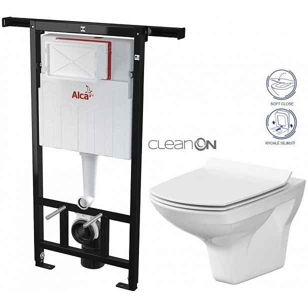 Předstěnový instalační systém bez tlačítka + WC CERSANIT CLEANON CARINA + SEDÁTKO AM102/1120 X CA3