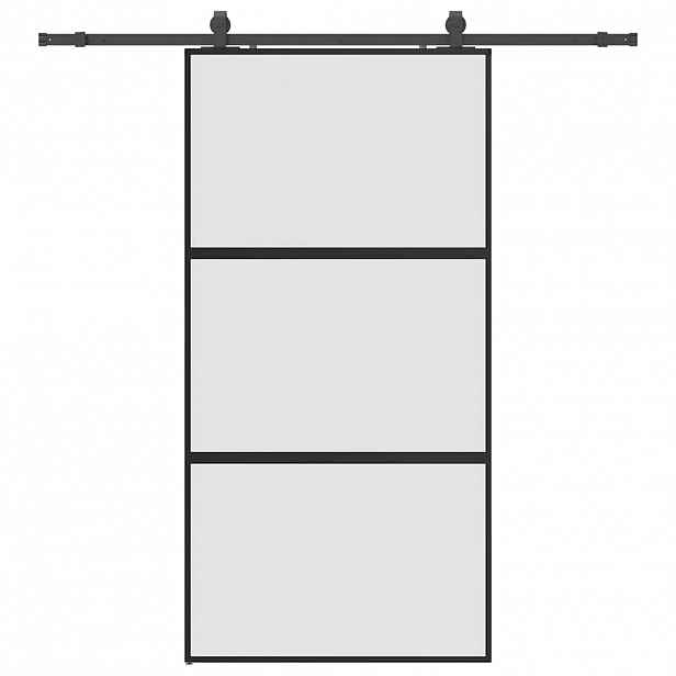 vidaXL Posuvné dveře se sadou kování černé 102,5x205 cm Tvrzené sklo