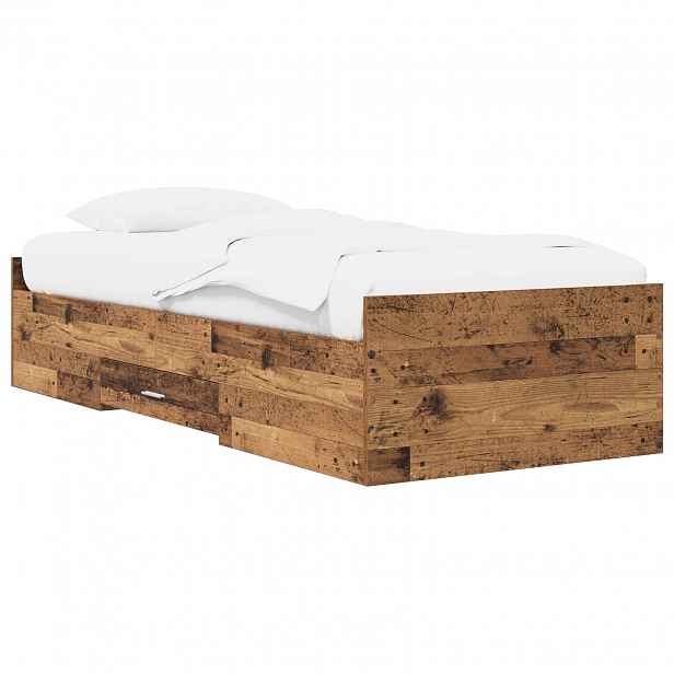 vidaXL Rám postele s úložným prostorem Staré dřevo 80 x 200 cm